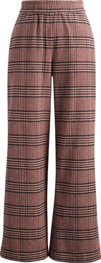Marine Layer Allison Plaid Pull-On Wide Leg Moleskin Pants