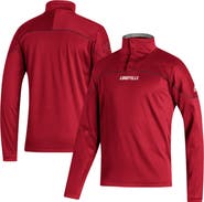 adidas Men's adidas Red Louisville Cardinals AEROREADY Knit Quarter-Snap Jacket