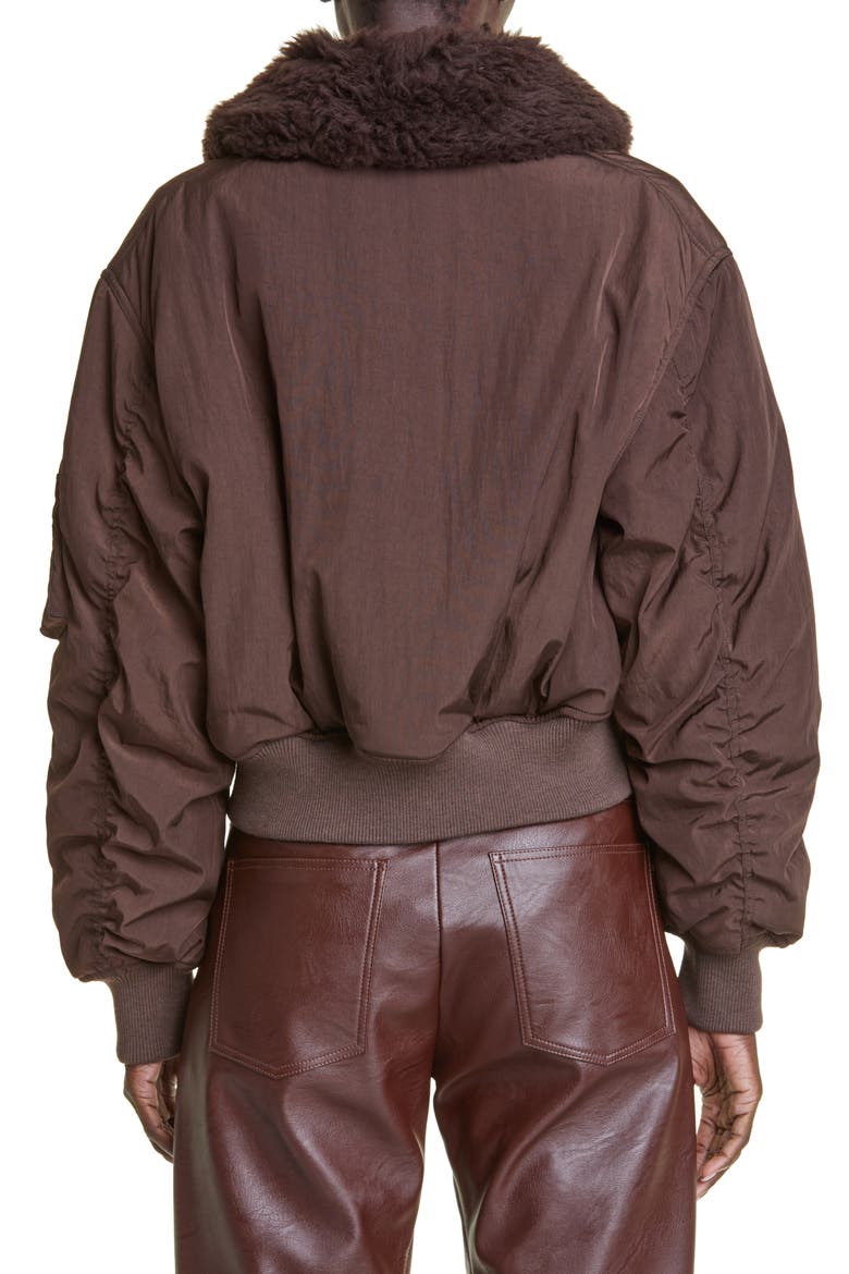 Recycled Nylon Bomber Jacket with Faux Fur Collar, Alternate, color, 2011 DARK CHOCOLATE