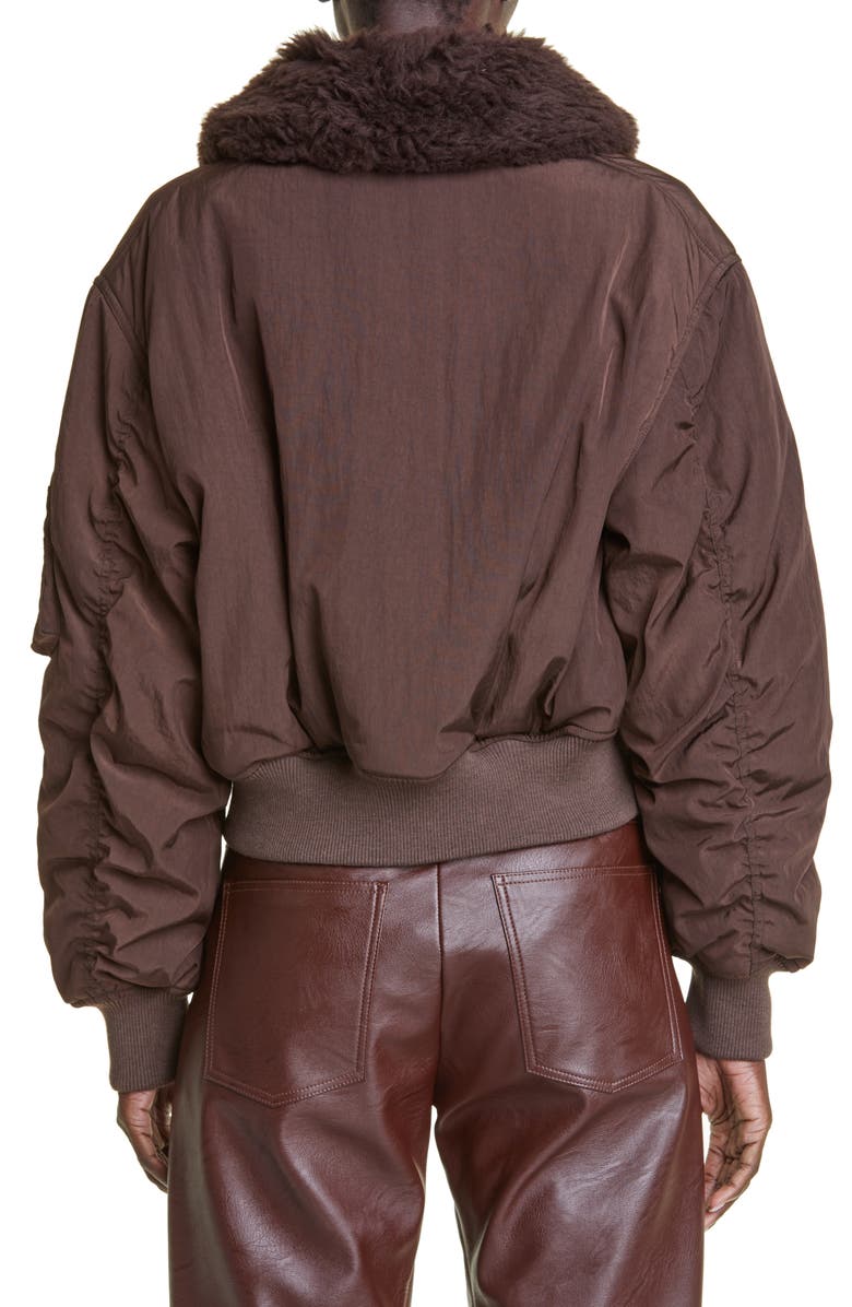 Stella McCartney Recycled Nylon Bomber Jacket with Faux Fur Collar, Alternate, color,