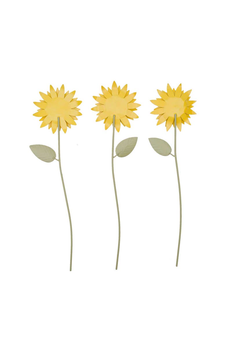 Sunflower Metal Floral Stems Set of 3, Alternate, color, Yellow