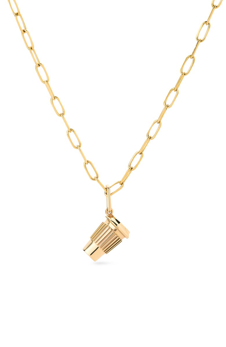 Ana Luisa Solid Yellow Gold - Coffee Charm Necklace, Main, color, 