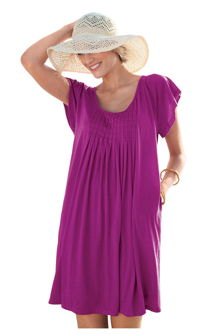 Box-Pleat Cover Up, Main, color, BRIGHT FUCHSIA