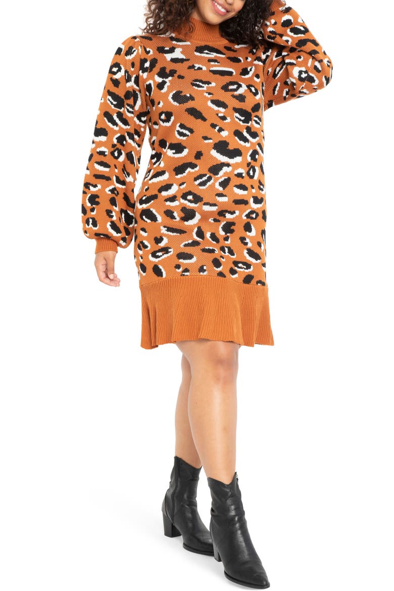 Jacquard Long Sleeve Sweater Dress, Main, color, LA VIE EN LEO