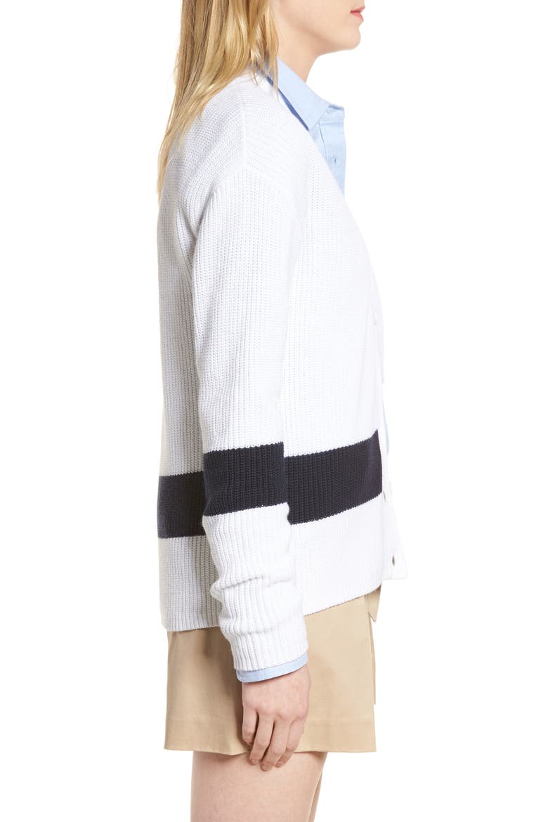 Shaker Knit Cardigan, Alternate, color, WHITE- NAVY COLORBLOCK