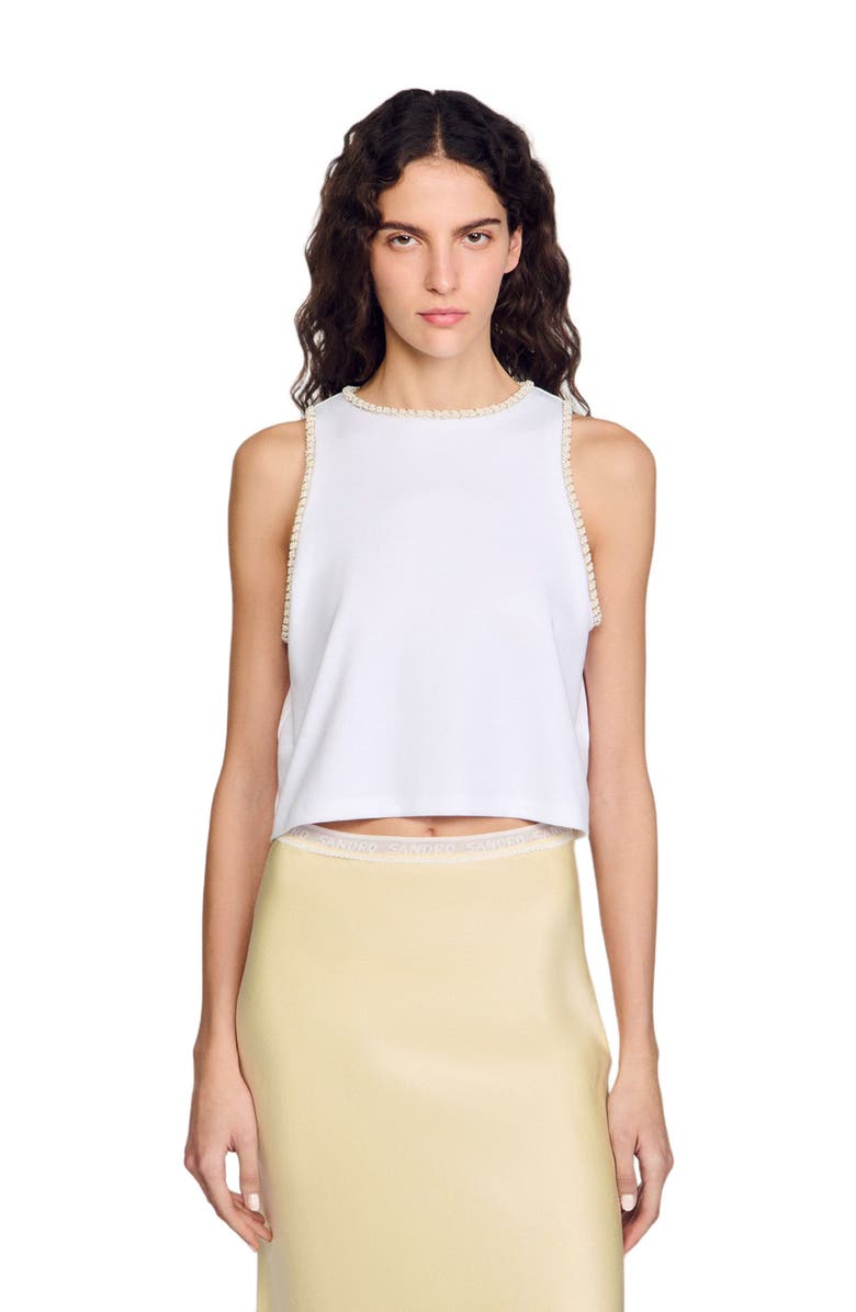 SANDRO Beaded crop top, Main, color, 
