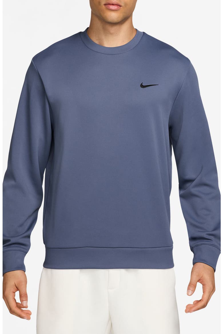 Dri-FIT Primary Fleece UV Crewneck Sweatshirt, Main, color, DIFFUSED BLUE/ BLACK