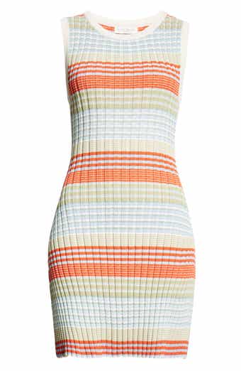 Ramy Brook Cailin Stripe Sleeveless Cotton Blend Sweater Dress
