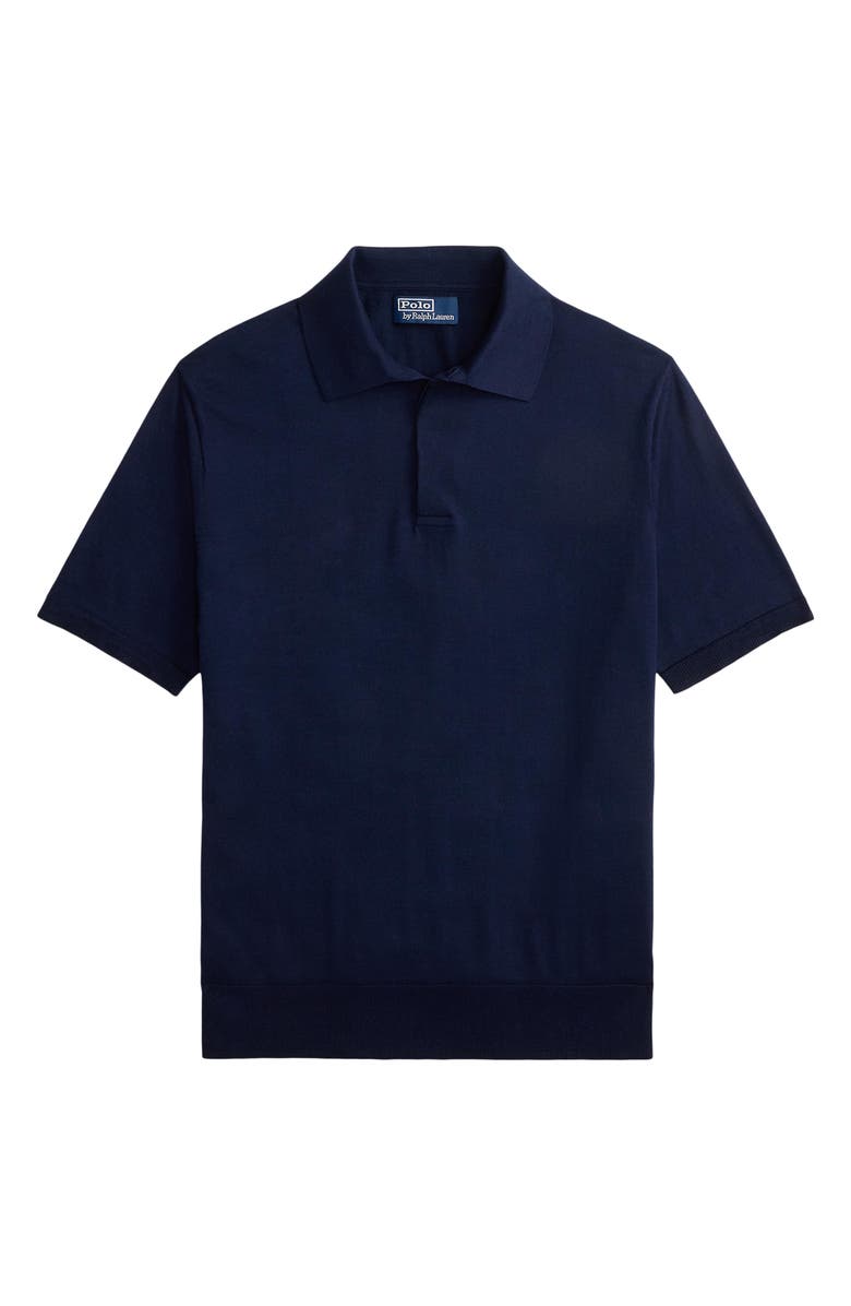 Polo Ralph Lauren Rib Trim Cotton Polo, Alternate, color, Bright Navy