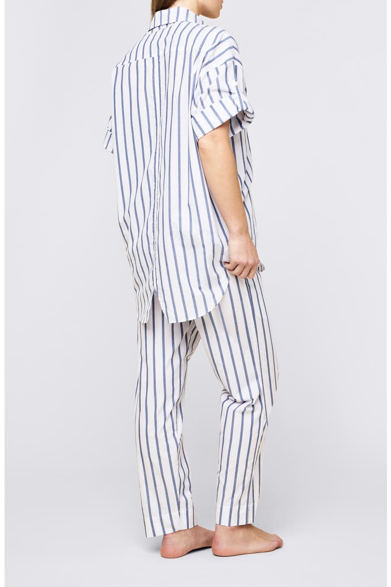 Tyler Cotton Poplin Pajamas, Alternate, color, WHITE NAVY STRIPE