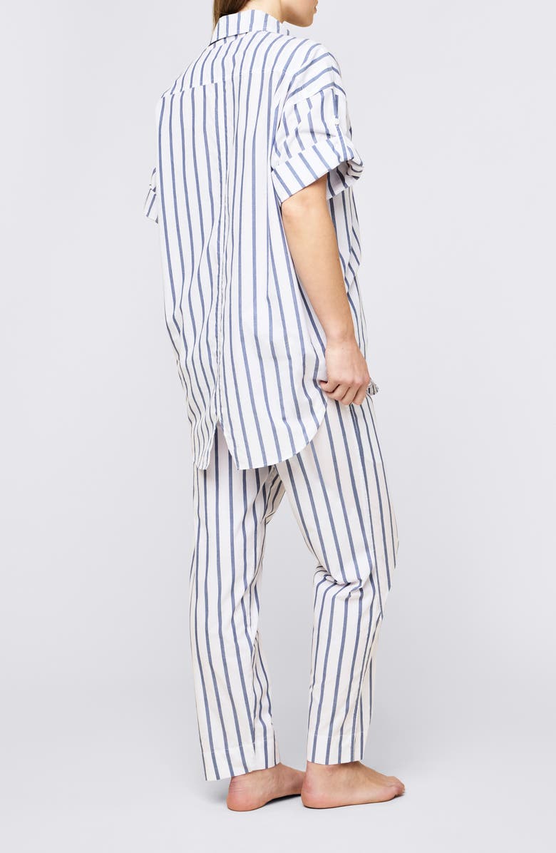 Papinelle Tyler Cotton Poplin Pajamas, Alternate, color, White Navy Stripe