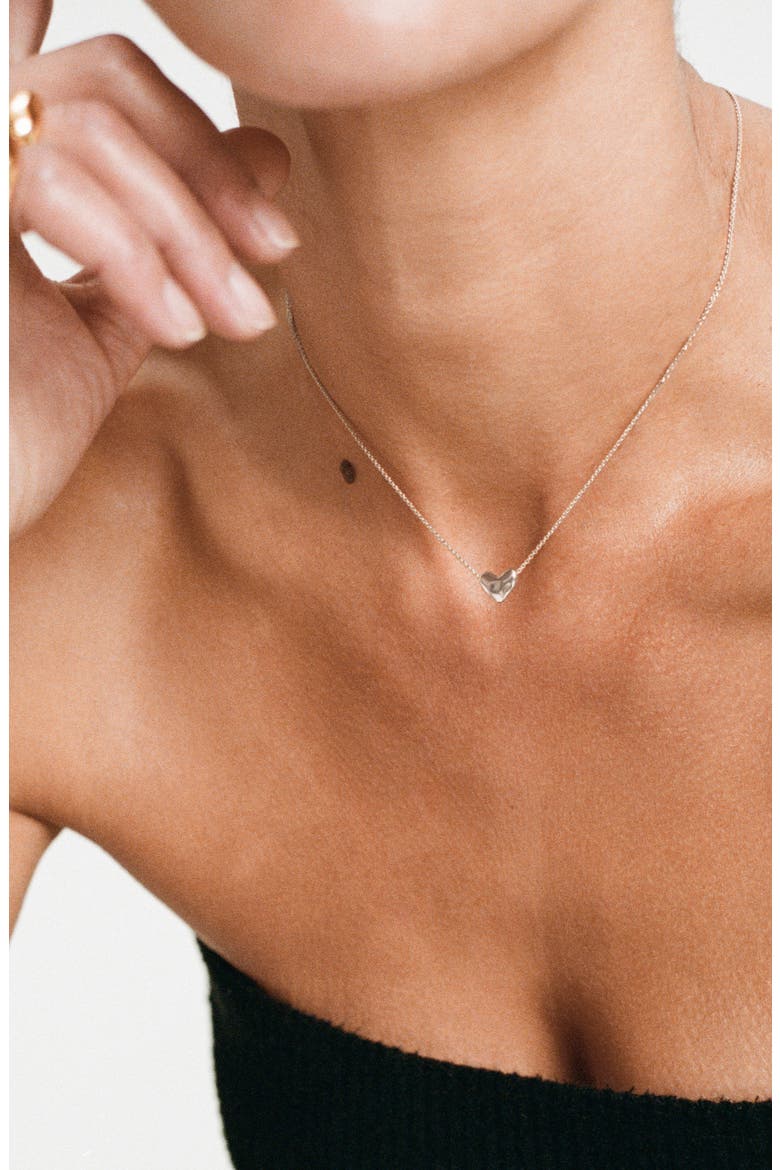 Heart Charm Necklace, Alternate, color, STERLING SILVER