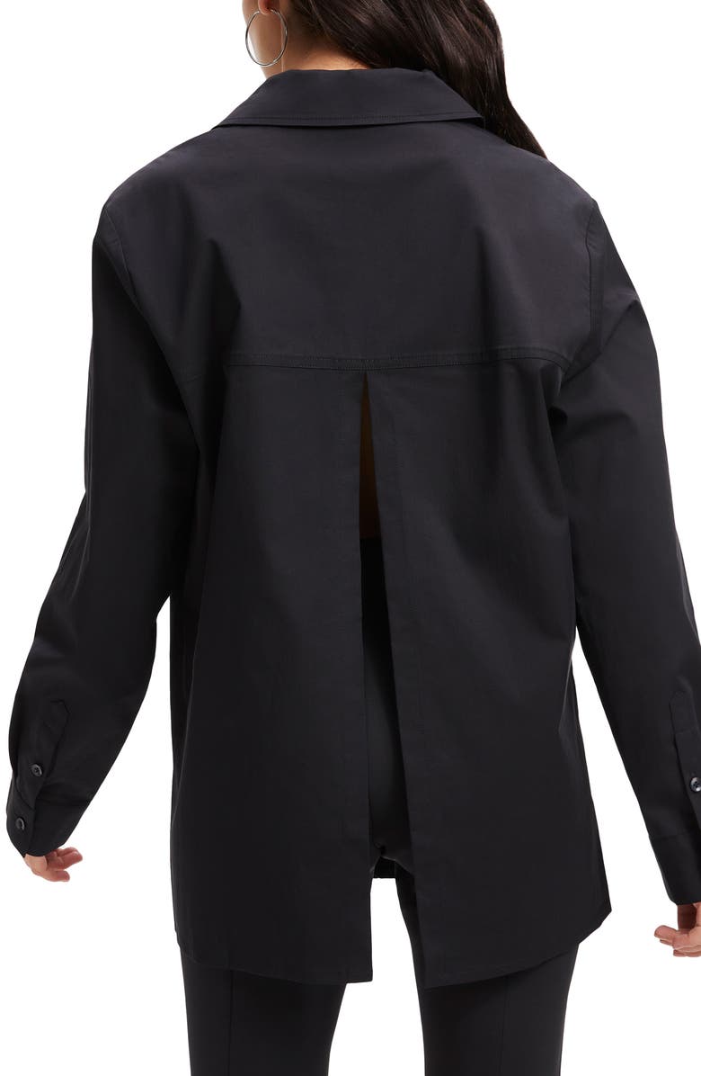 Good American Split Back Poplin Button-Up Shirt, Alternate, color, 