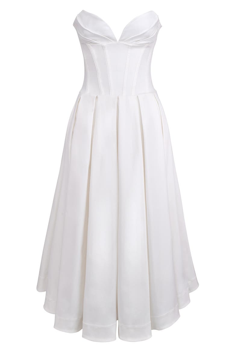 Lady Strapless Midi Dress, Alternate, color, WHITE