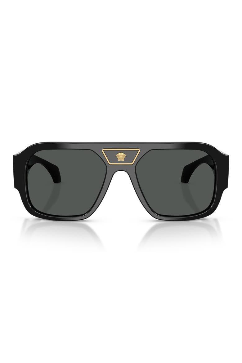 56mm Square Sunglasses, Main, color, BLACK / DARK GREY