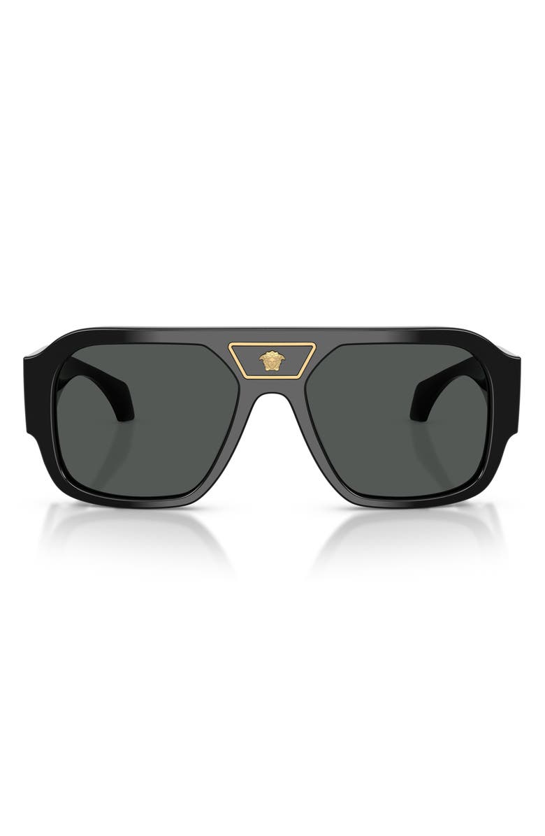 Versace 56mm Square Sunglasses, Main, color, Black / Dark Grey