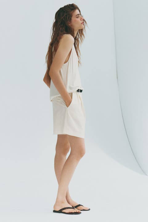 Dressy linen-blend shorts