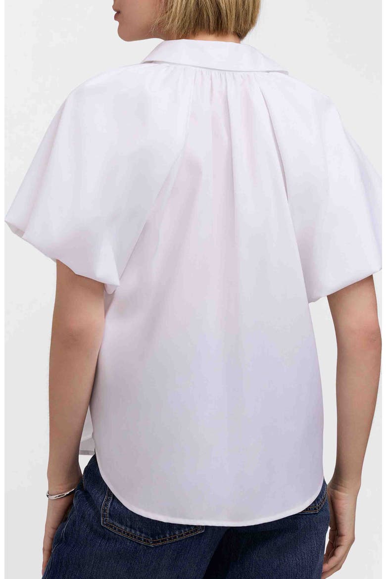 Paula Puff Sleeve Cotton Blend Button-Up Shirt, Alternate, color, WHITE