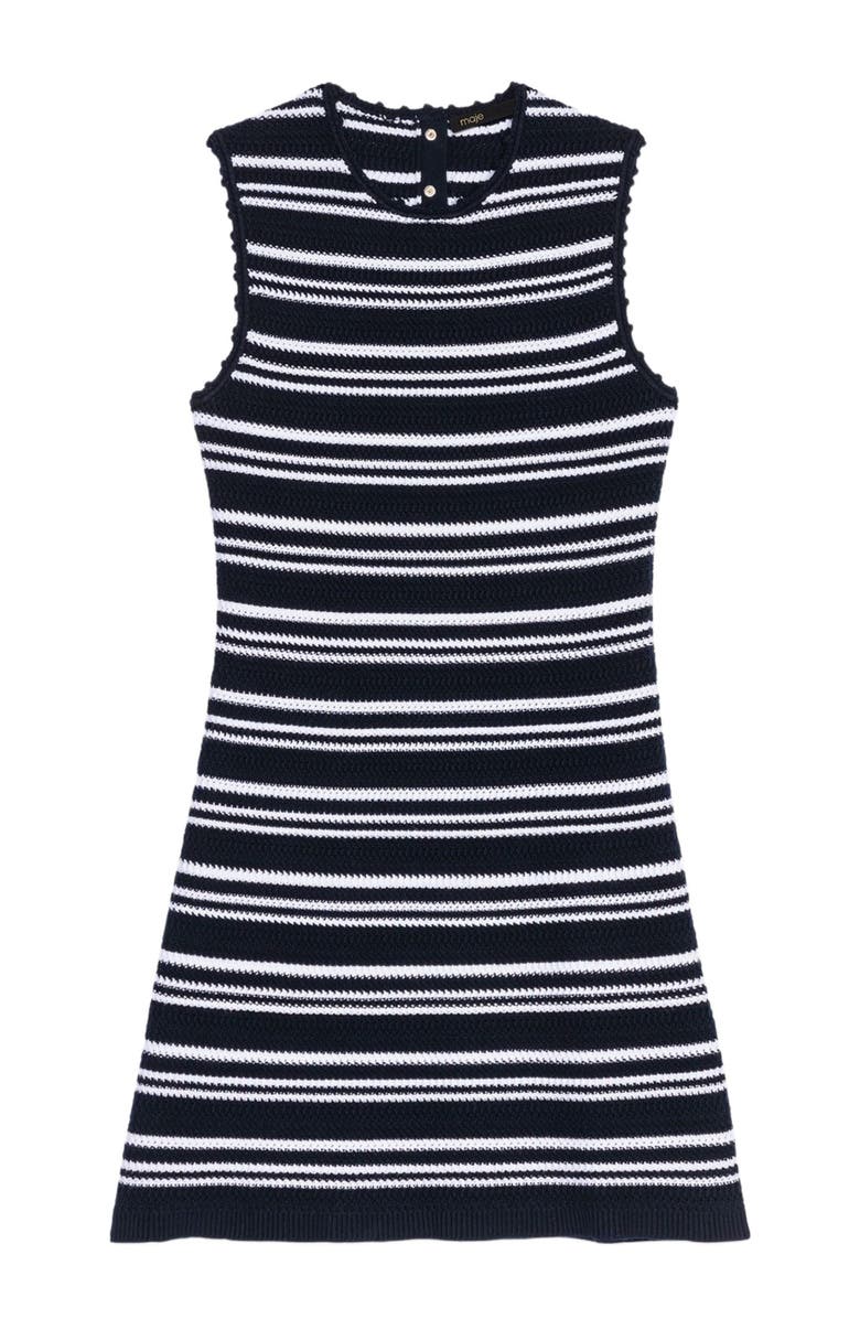 maje Striped mini crochet dress, Alternate, color, Navy/White