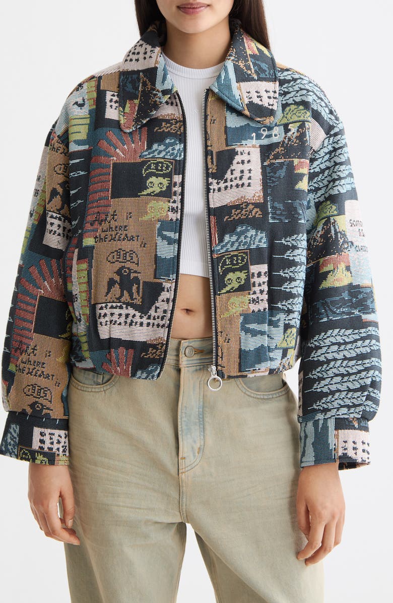 Scotch & Soda Art Department Collage Cotton Blend Jacquard Jacket, Main, color, Art Dept Collage Multicolor