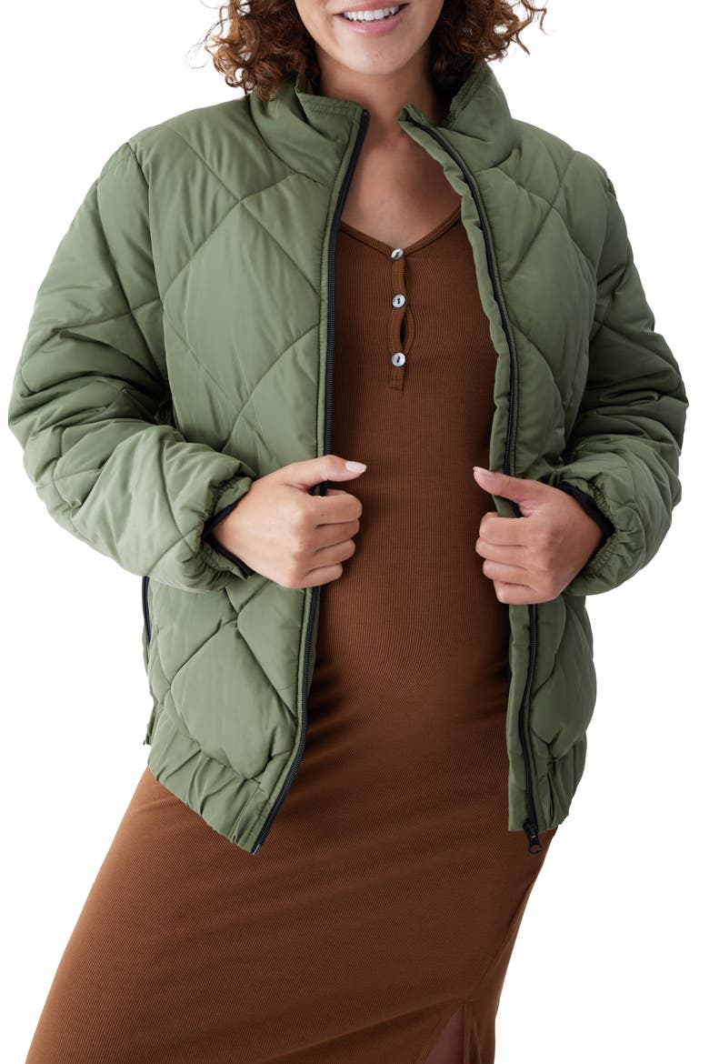 Ingrid & Isabel® Maternity Puffer Jacket, Main, color, OLIVINE