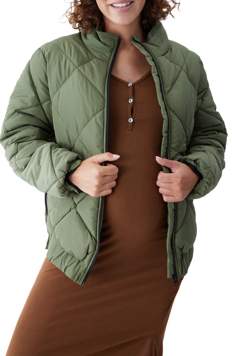 Ingrid & Isabel<sup>®</sup> Maternity Puffer Jacket, Main, color, Olivine
