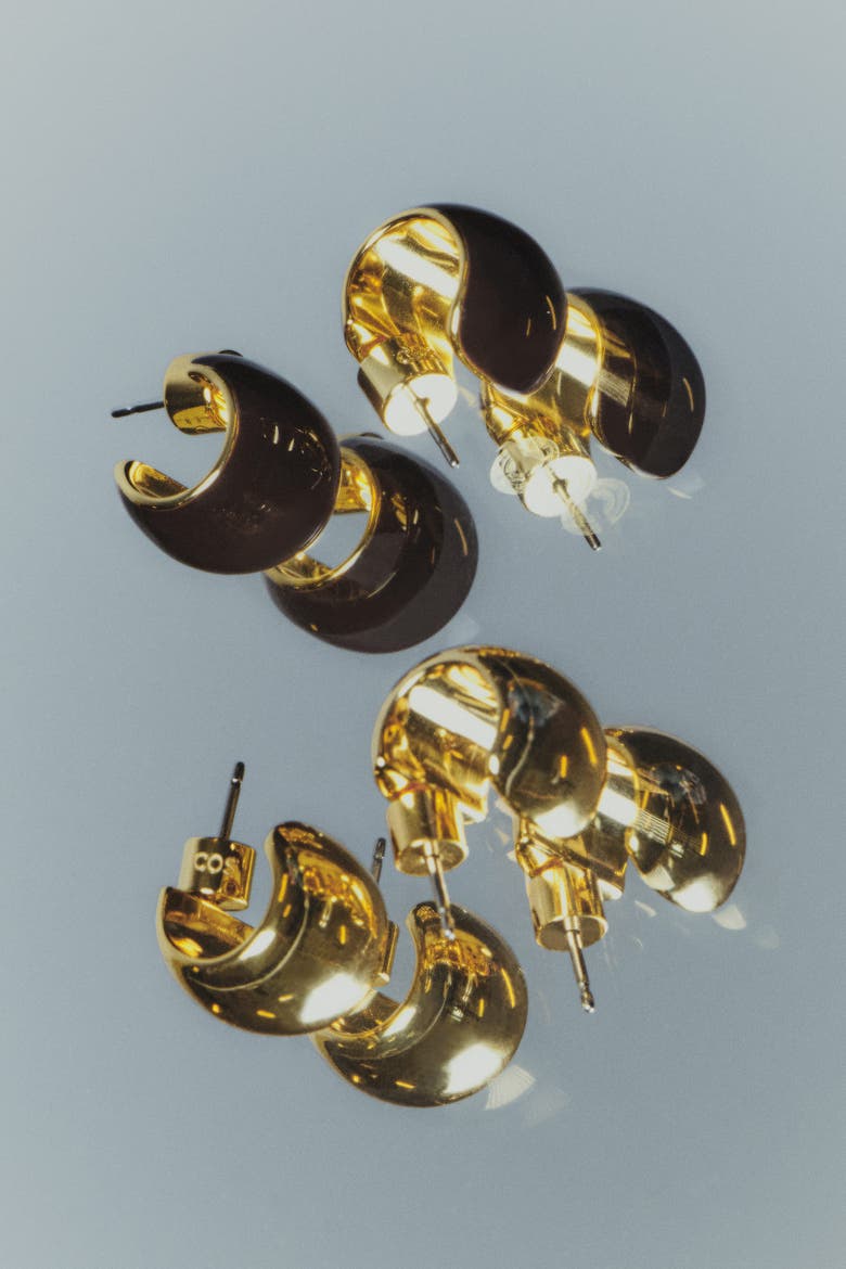 Half-Hoop Earrings, Alternate, color, GOLD