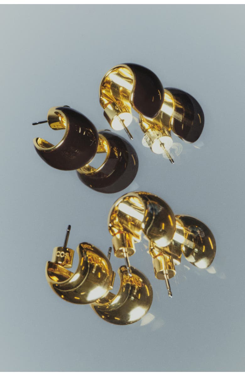 COS Half-Hoop Earrings, Alternate, color, Gold