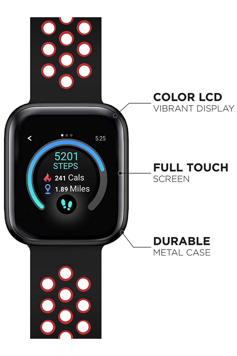 Men's iTouch Air 3 Smart Watch, 44mm, Alternate, color, BLACK CASE/ BLACK/ RED