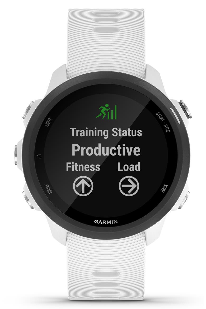 Forerunner® 245 Music GPS Running Smart Watch, 42mm, Alternate, color, WHITE