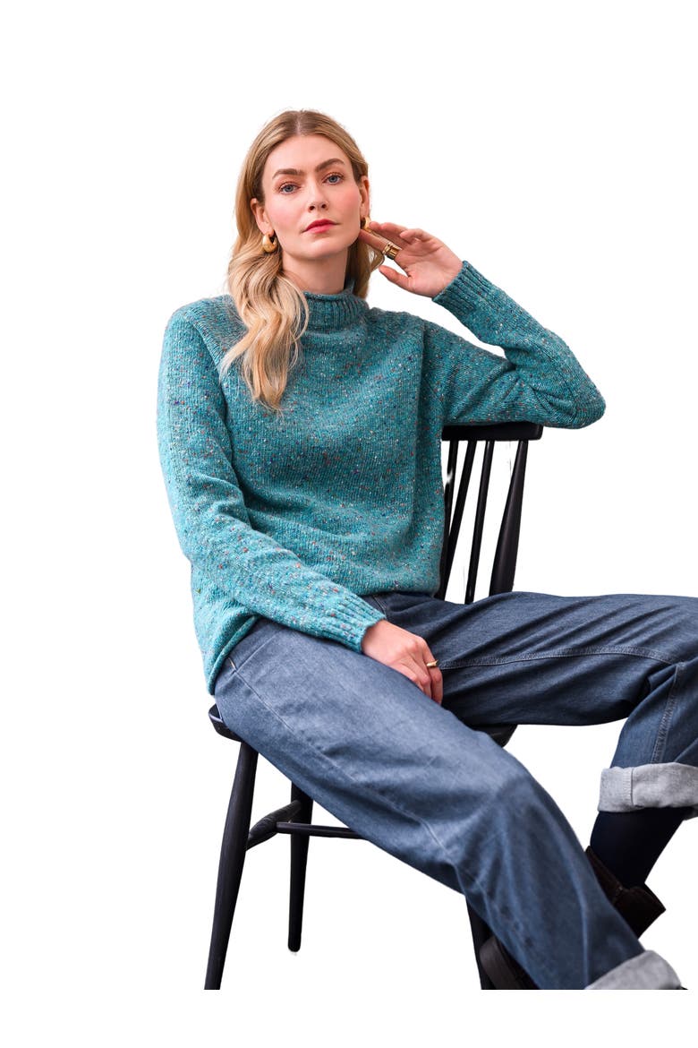 Donegal Mock Neck Sweater, Alternate, color, SEA GLASS