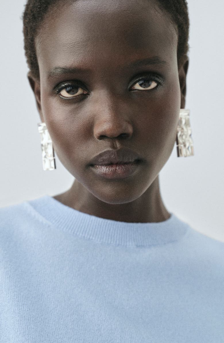 MANGO Selection Short Sleeve Wool & Cashmere Sweater, Alternate, color, Sky Blue