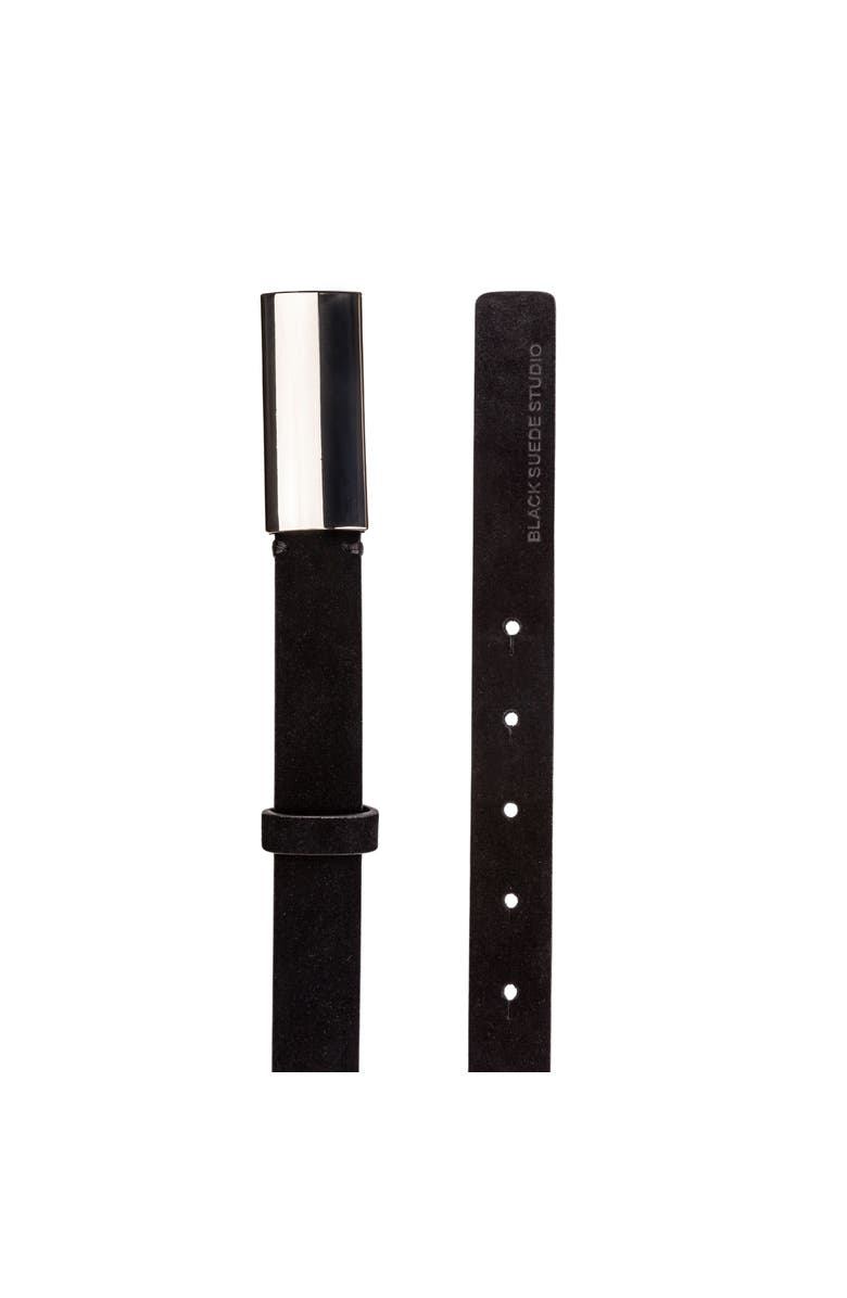 BLACK SUEDE STUDIO City Belt, Alternate, color, Black Suede / Silver