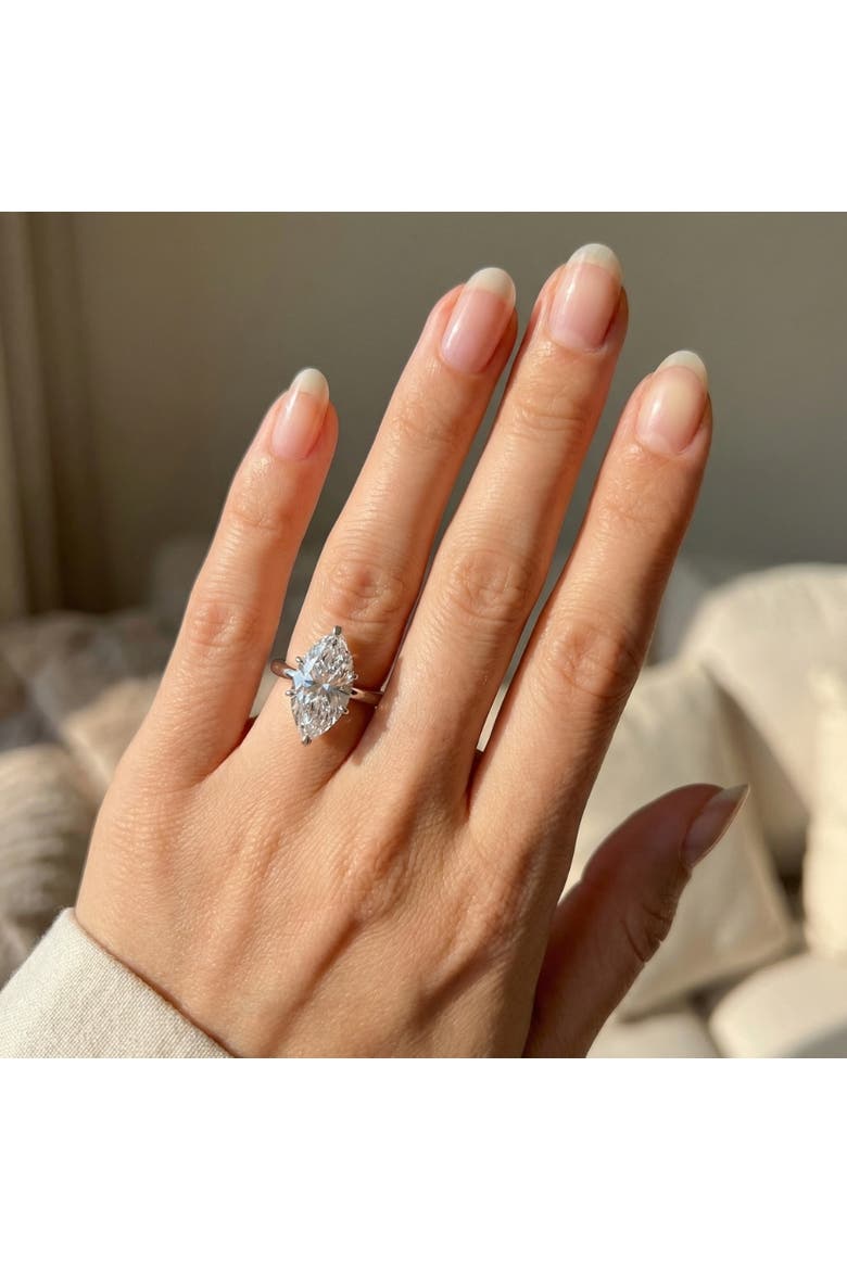3Ct Gold Certified Lab Grown Marquise Diamond Engagement Ring, Alternate, color, 14k White Gold