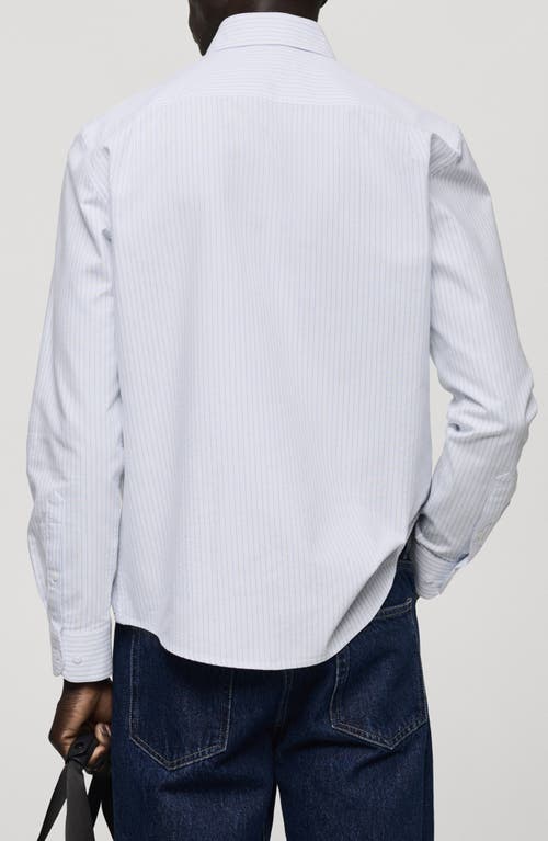Mango Regular Fit Stripe Cotton Button-up Shirt In White