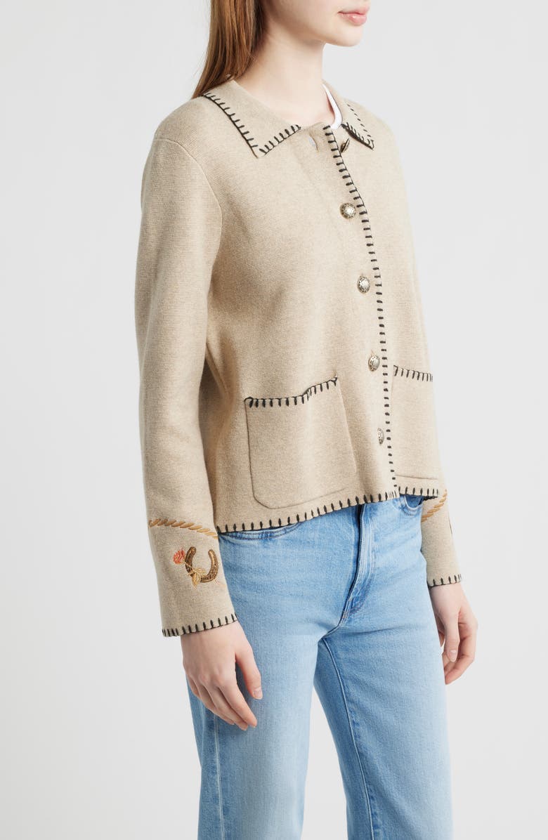 Pendleton Souvenir Blanket Stitch Cotton & Merino Wool Cardigan, Alternate, color, 