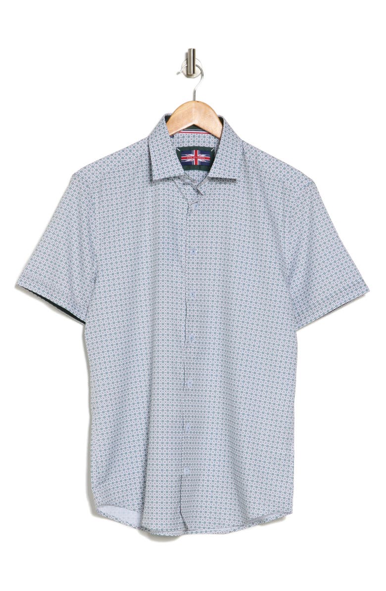 SOUL OF LONDON Microfiber Short Sleeve Button-Up Shirt, Alternate, color, 