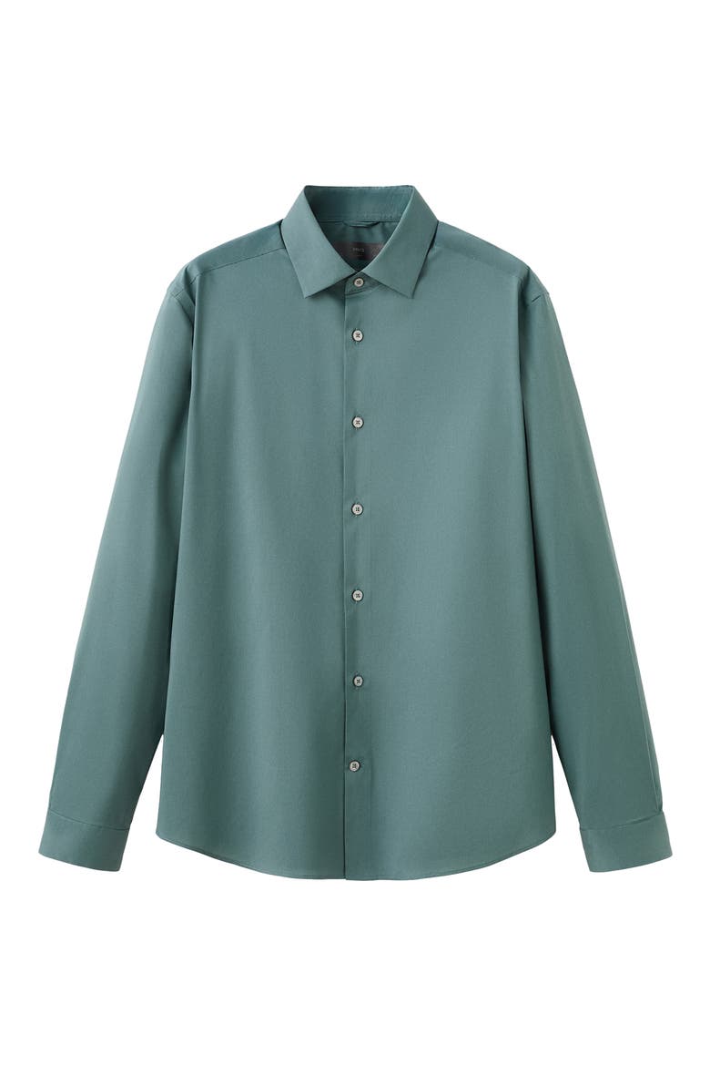 Regular Fit Stretch Cotton Blend Button-Up Shirt, Alternate, color, MEDIUM GREEN
