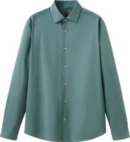 MANGO Regular Fit Stretch Cotton Blend Button-Up Shirt
