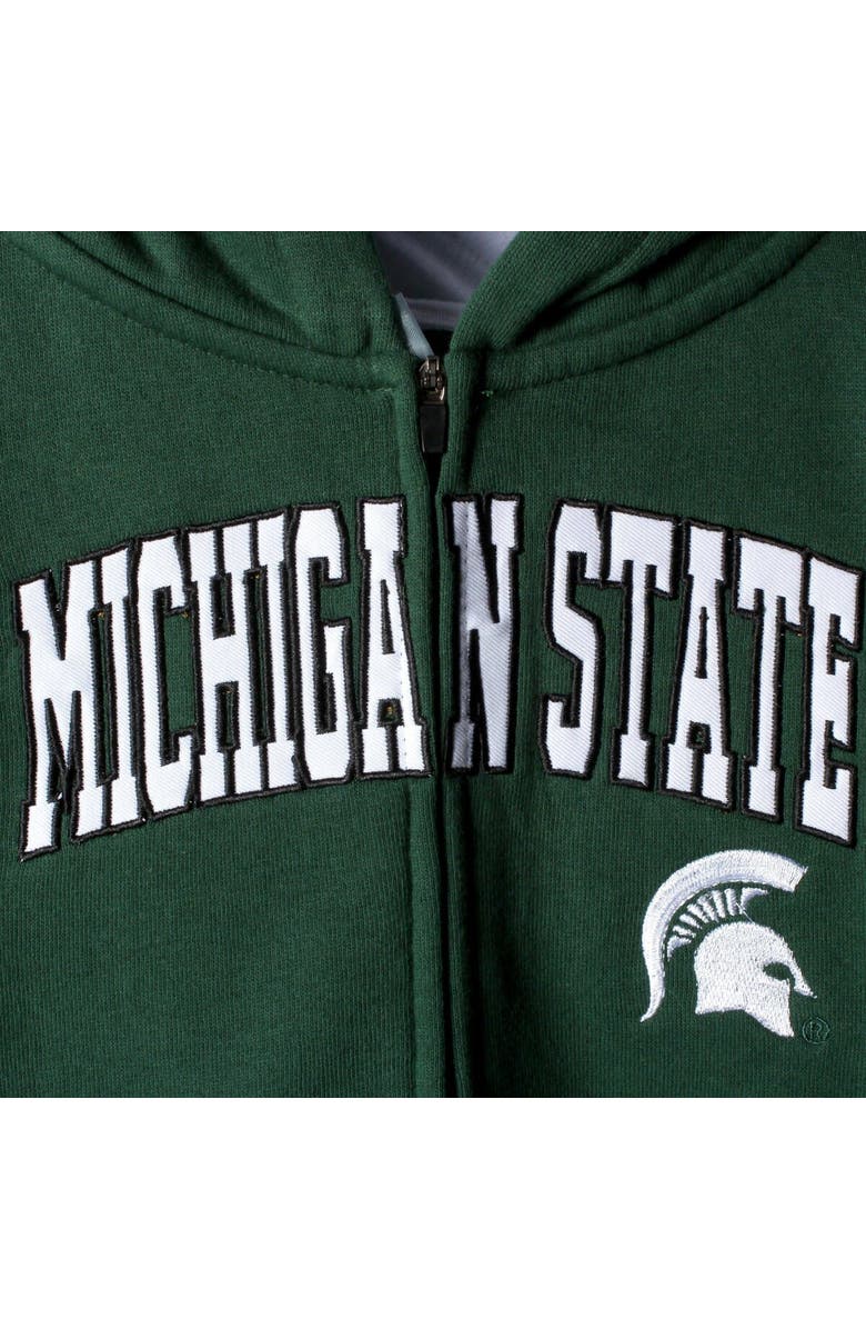 STADIUM ATHLETIC Youth Green Michigan State Spartans Applique Arch & Logo Full-Zip Hoodie, Alternate, color, 