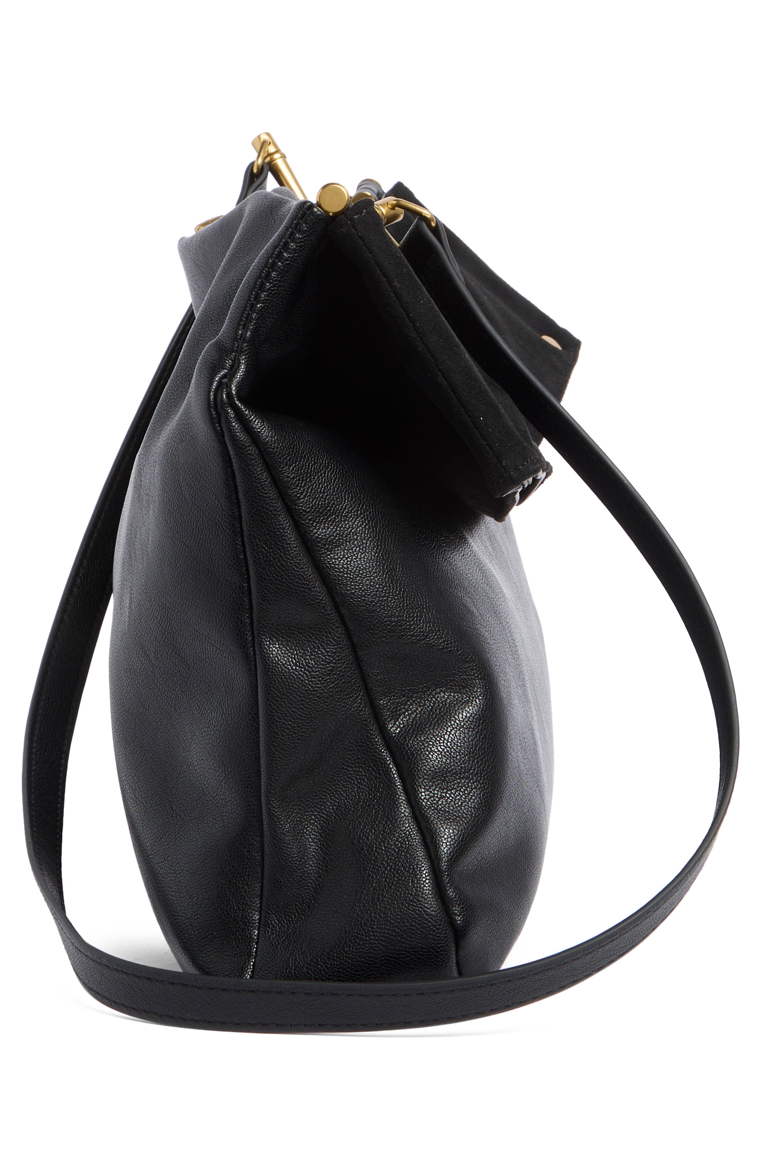 Max Faux Leather Clutch, Alternate, color, BLACK