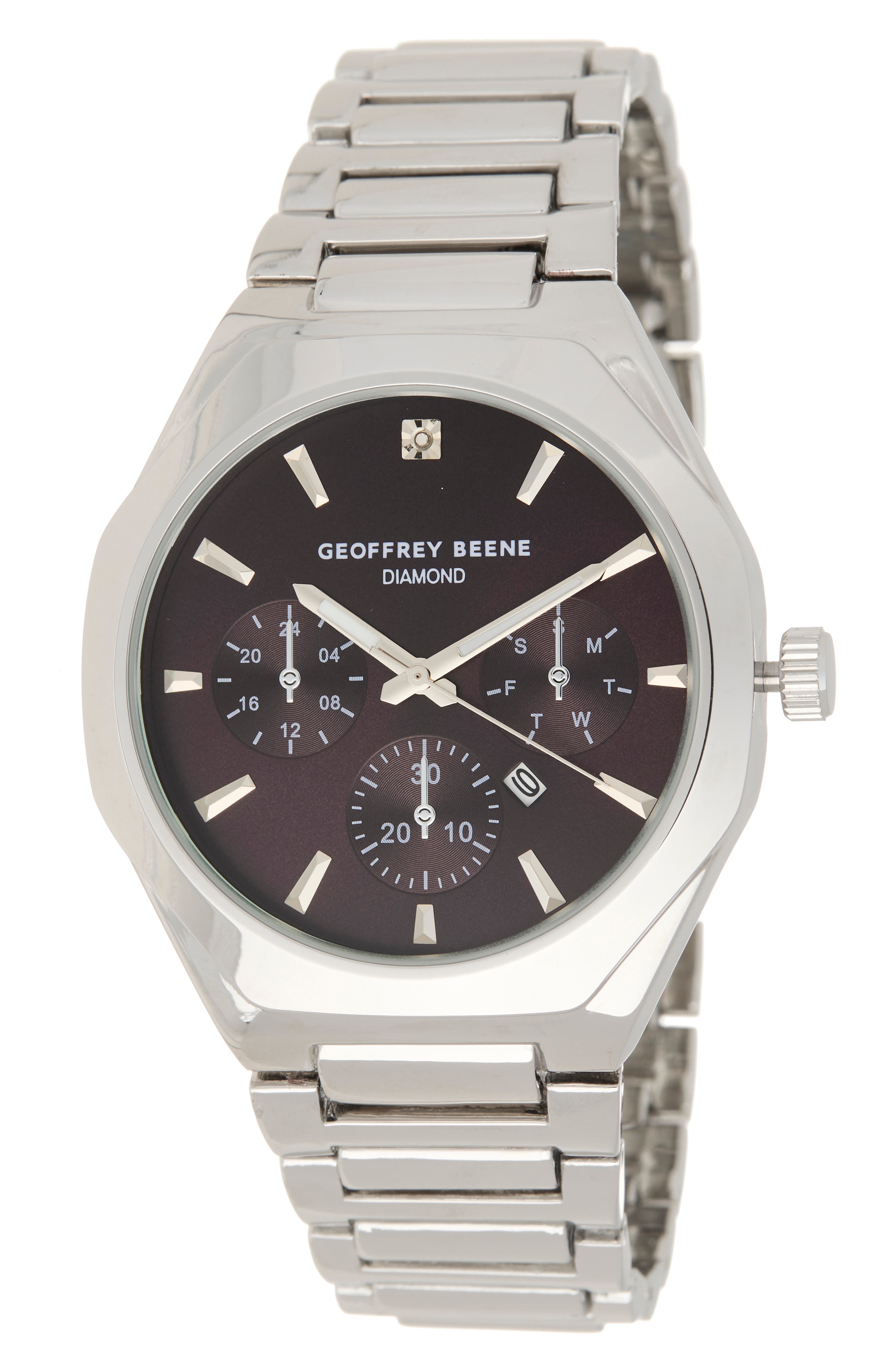 GEOFFREY BEENE Diamond Dial Bracelet Watch, 43mm