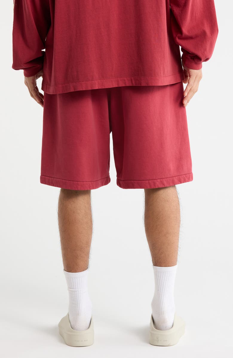 Fear of God Essentials Relaxed Fleece Sweat Shorts, Alternate, color, Crimson
