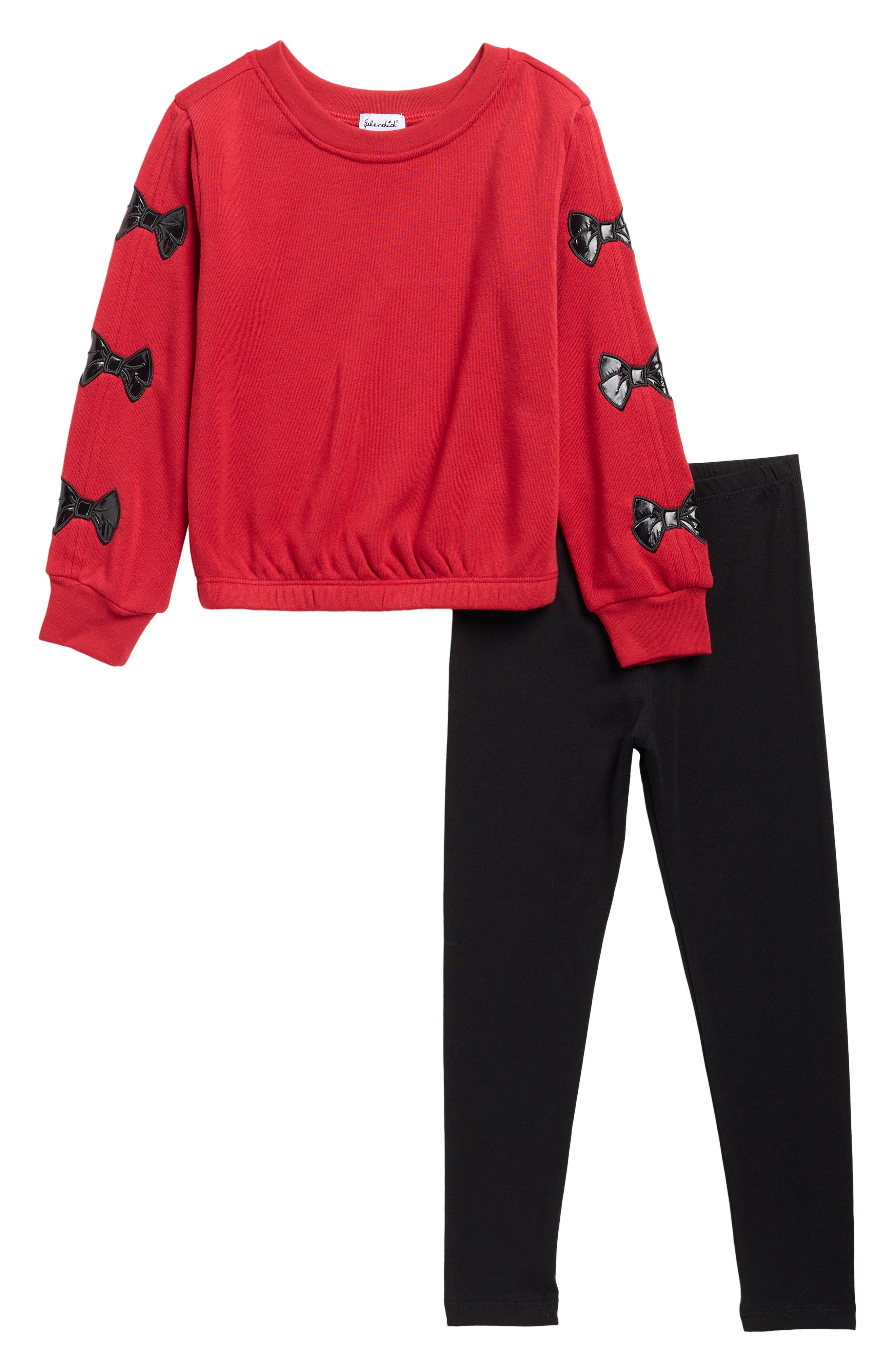 Kids' Shiny Bow Sweatshirt and Leggings Set