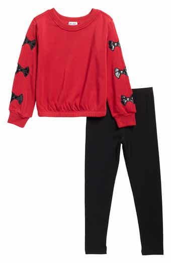 Kids' Shiny Bow Sweatshirt and Leggings Set