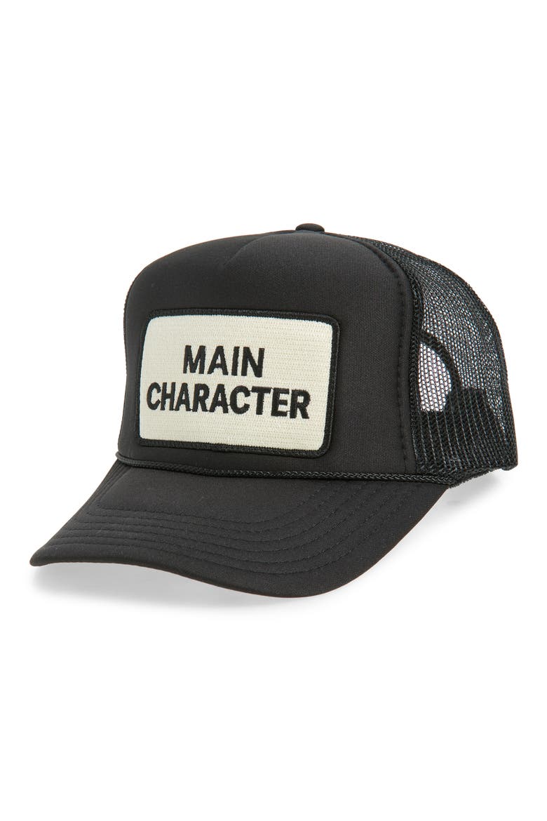 Main Character Trucker Hat, Main, color, BLACK