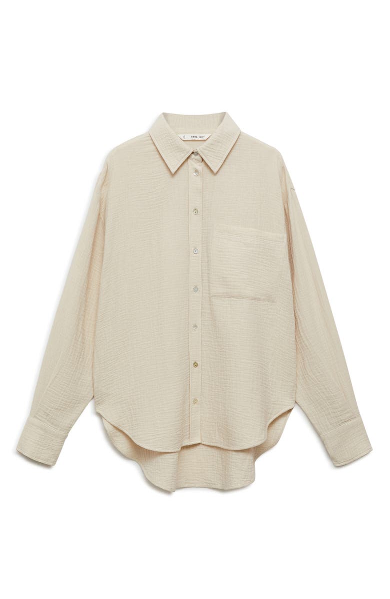 MANGO Oversize Cotton Gauze Button-Up Shirt, Alternate, color, 