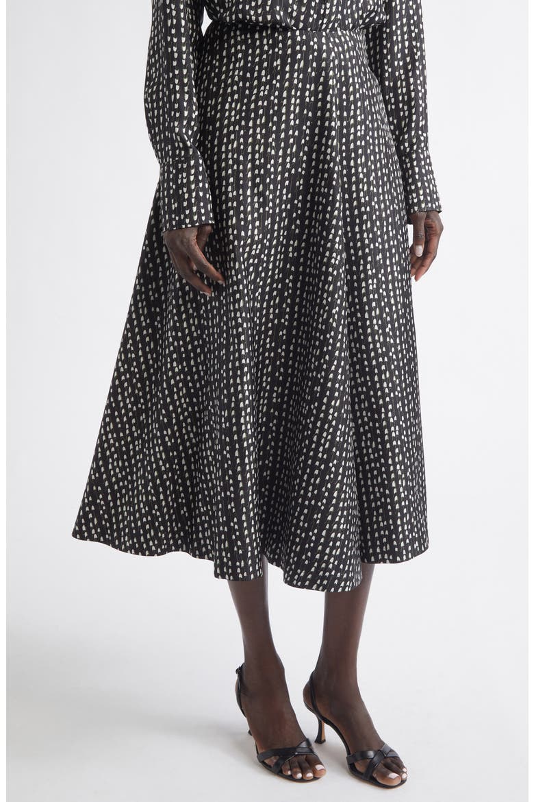 Varda Floral A-Line Silk Skirt, Main, color, BLACK BLUEBELL