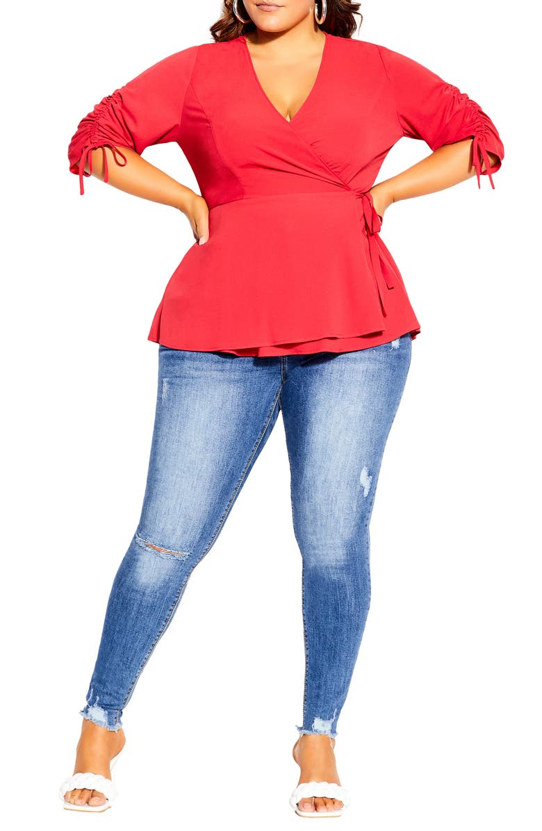 City Chic Wrap Lust Top, Main, color,