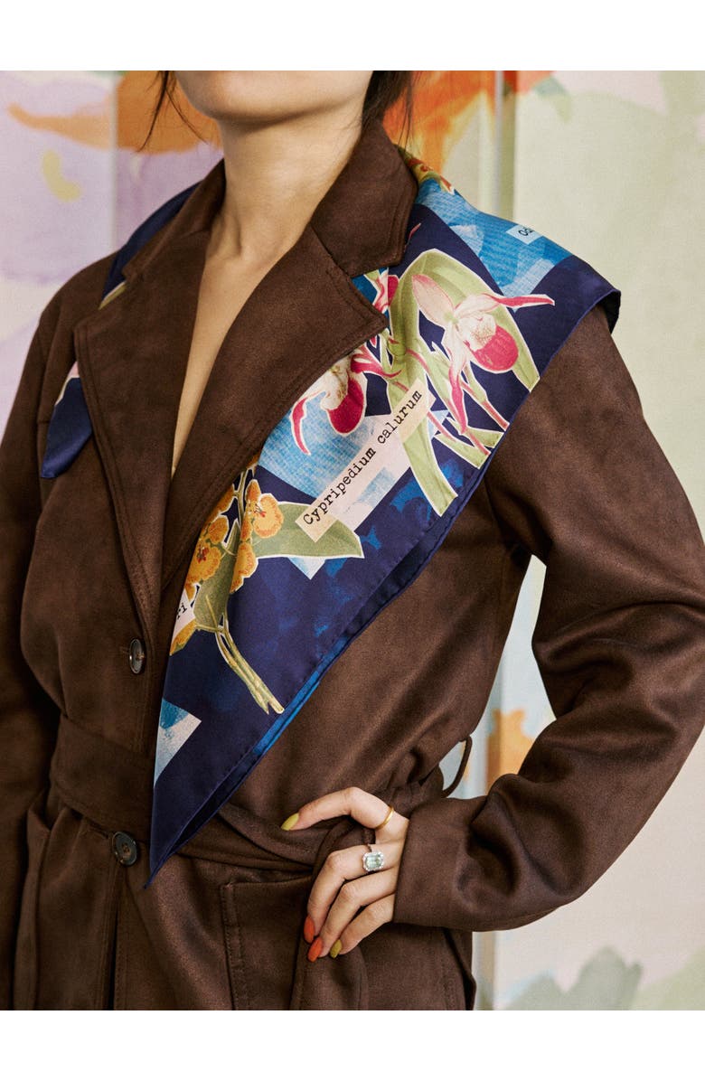 Lost Pattern X NYBG "Orchid On the Block" Silk Bandana Scarf, Alternate, color, Blue